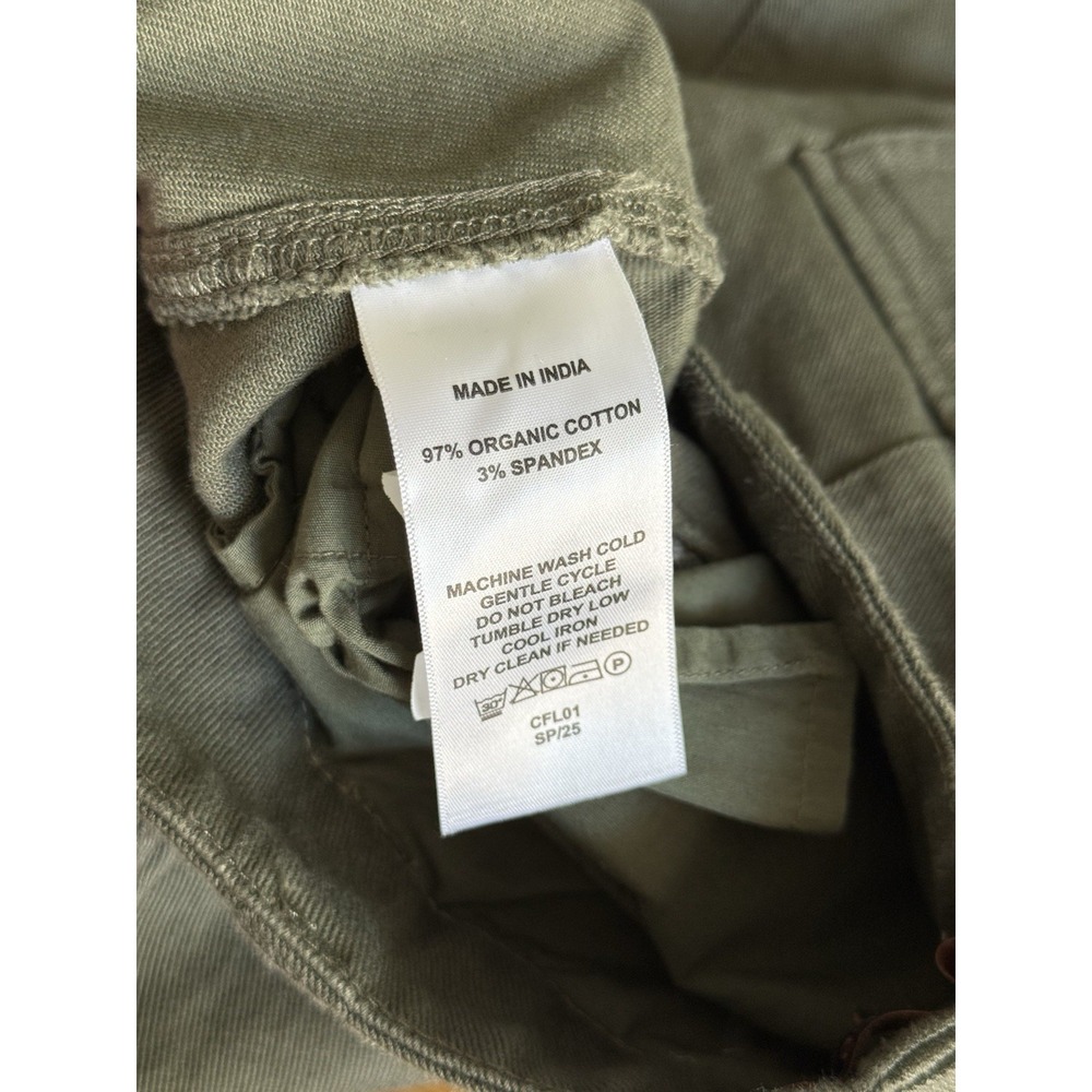 Quince Organic Stretch Cotton Twill Cargo Pants Womens 10 Green Loden Wide Leg - Picture 6 of 12